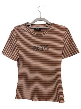 Love Striped 'PARIS' Tee - Pink & Black